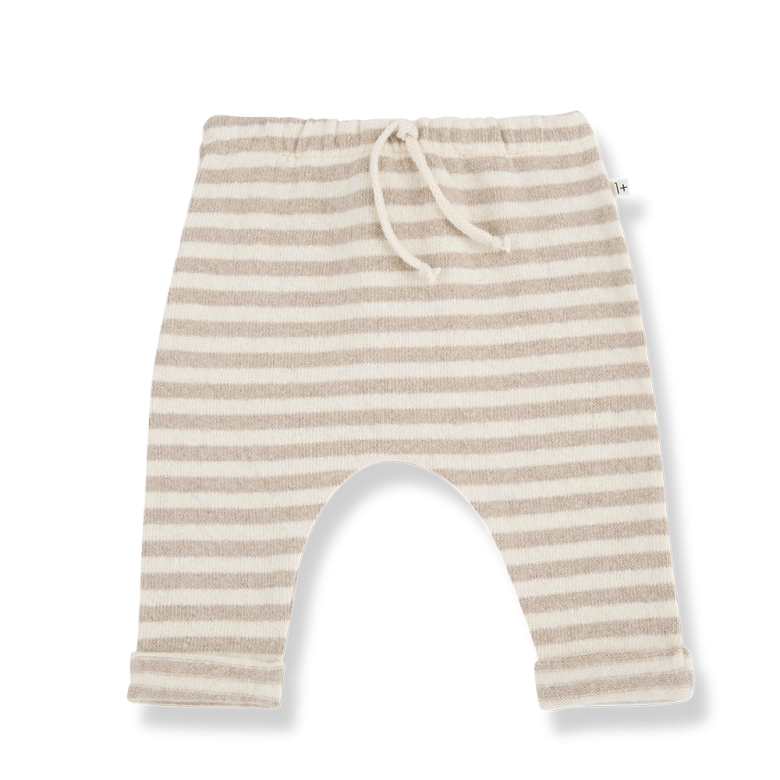 1+ in the family - vicens - fleece striped trousers - beige