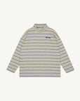 Main Story - roll neck rib top  - grey melange stripe