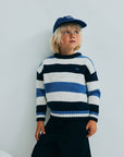 The new society - celosia jumper - summer midnight block stripes