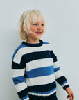 The new society - celosia jumper - summer midnight block stripes