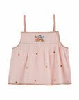 Emile et Ida - flowers embroided strap top - macaron