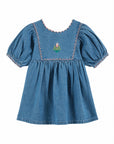 Emile et Ida - baby - embroiedered dress - denim light