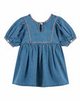 Emile et Ida - baby - embroiedered dress - denim light
