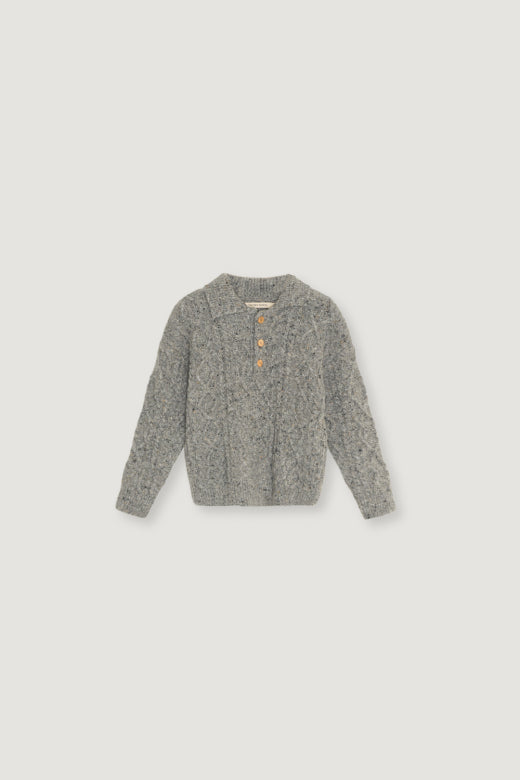 The New Society - Solin knit polo - grey melange