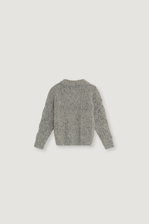 The New Society - Solin knit polo - grey melange