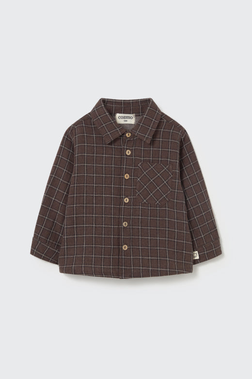 Cozmo brand - bilbo - plaid check shirt - brown