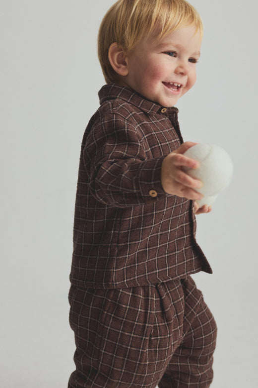 Cozmo brand - bilbo - plaid check shirt - brown