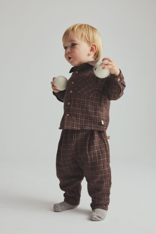 Cozmo brand - kobe - plaid check warm pants - brown