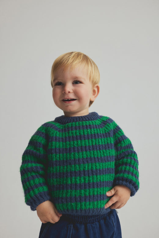 Cozmo brand - vigo - knit sweater - grass/navy