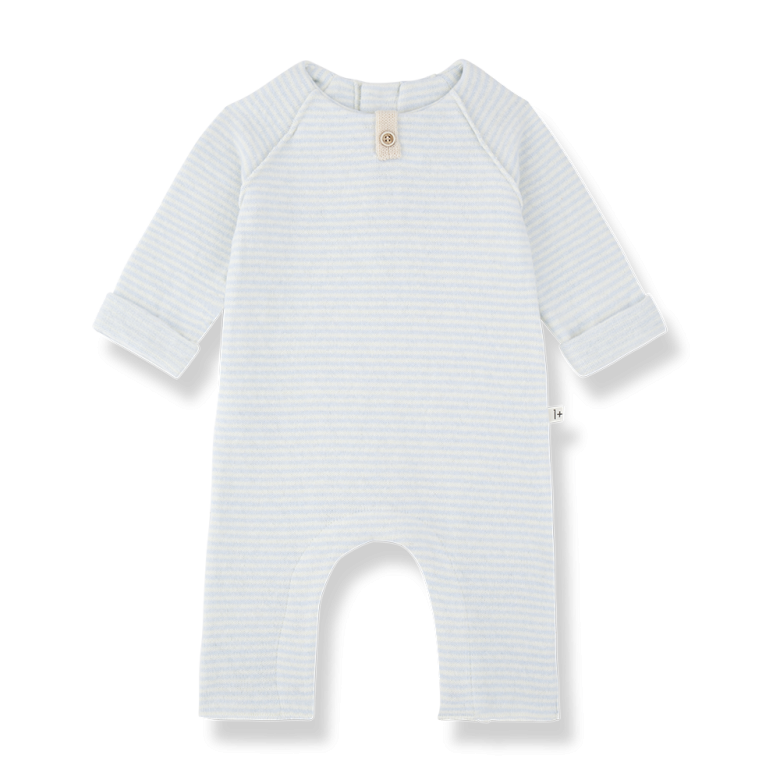 1+ in the family - laval - soft fleece stripe onesie - ciel