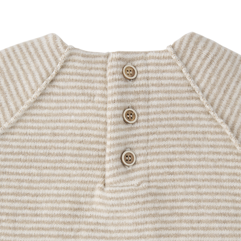 1+ in the family - laval - soft fleece stripe onesie - beige