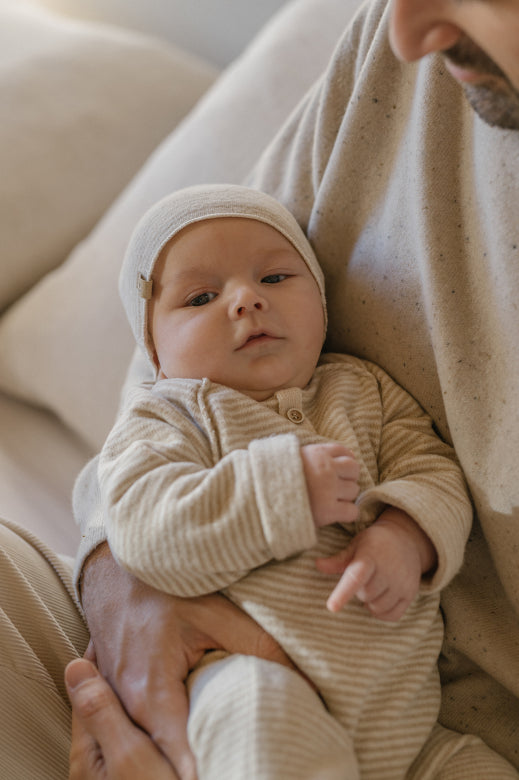 1+ in the family - laval - soft fleece stripe onesie - beige