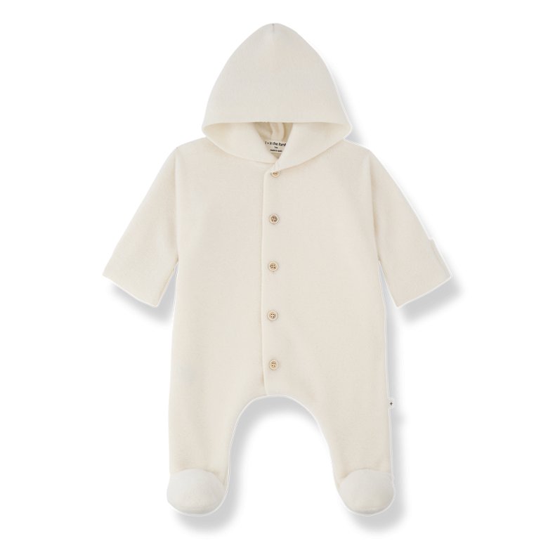 1+ in the family - biarritz - bamboo polar onesie - ecru