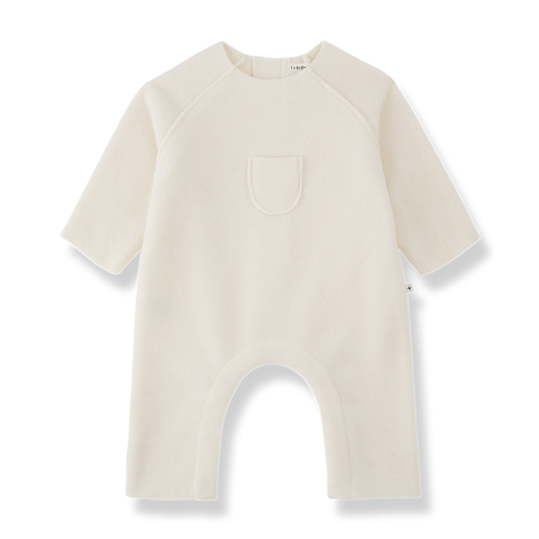 1+ in the family - dijon - bamboo polar onesie - ecru