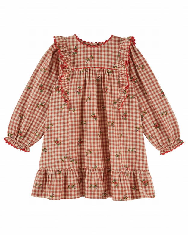 Emile et Ida - volant embroidered dress - vichy