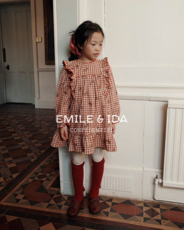 Emile et Ida - volant embroidered dress - vichy