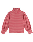 Emile et Ida - rollneck stripe t-shirt - red/rose