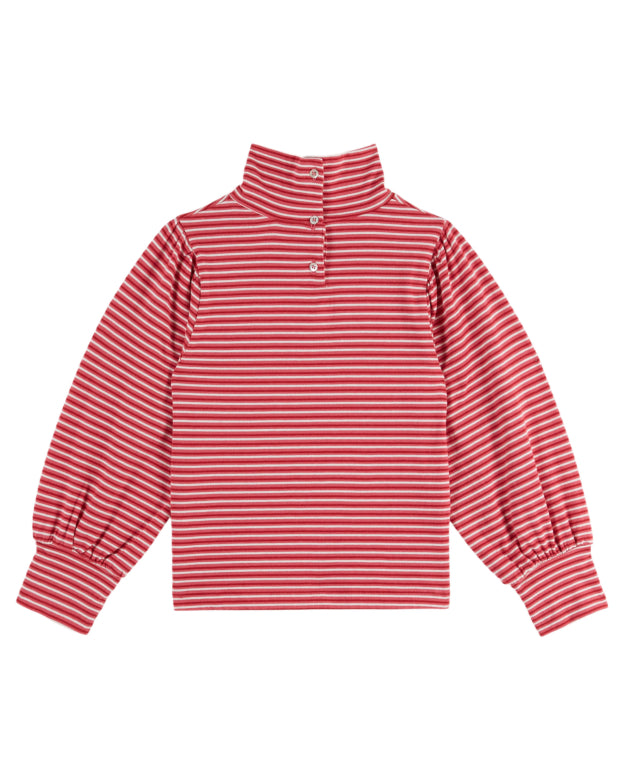 Emile et Ida - rollneck stripe t-shirt - red/rose