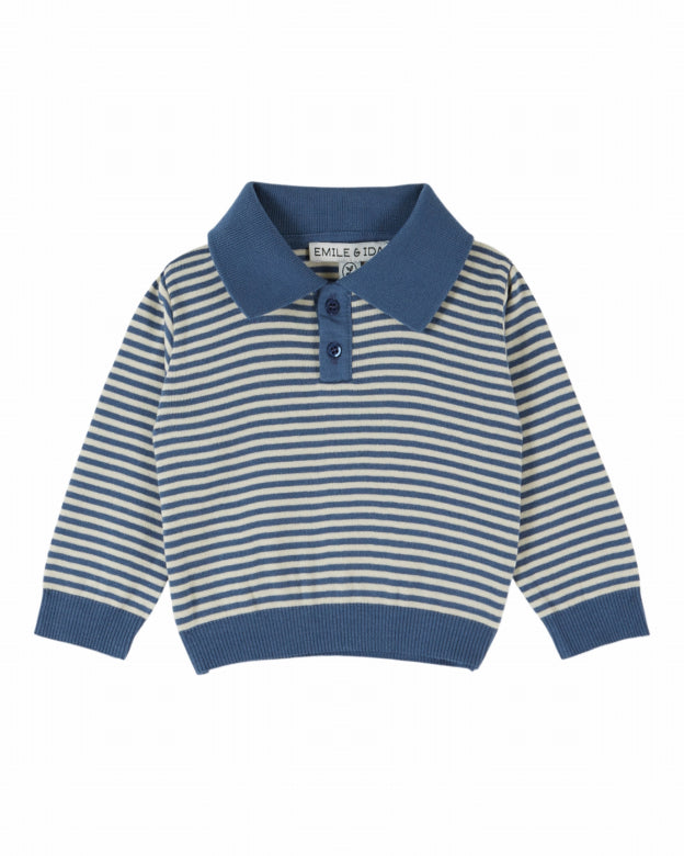 Emile et Ida - polo stripe sweatshirt - ocean