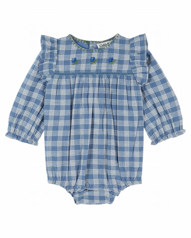 Emile et Ida - baby - combibloomer - carreaux celestine