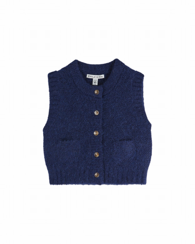 Emile et Ida - sleeveless cardigan - midnight
