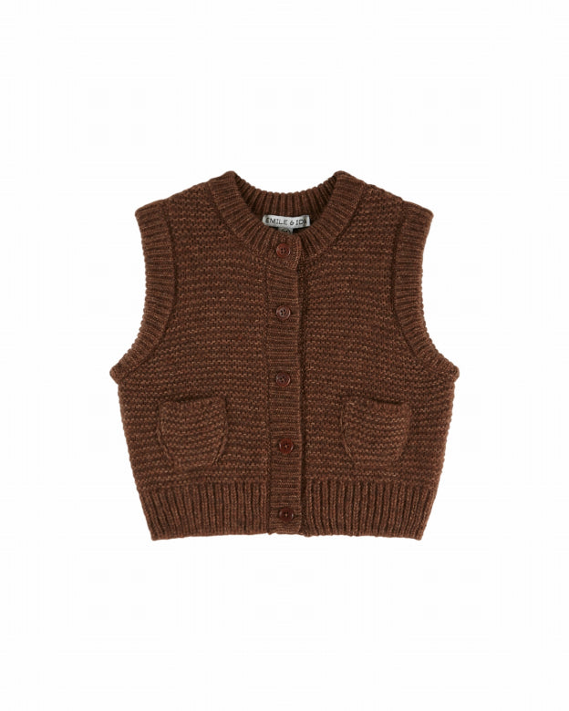 Emile et Ida - baby - knit gilet - chataigne