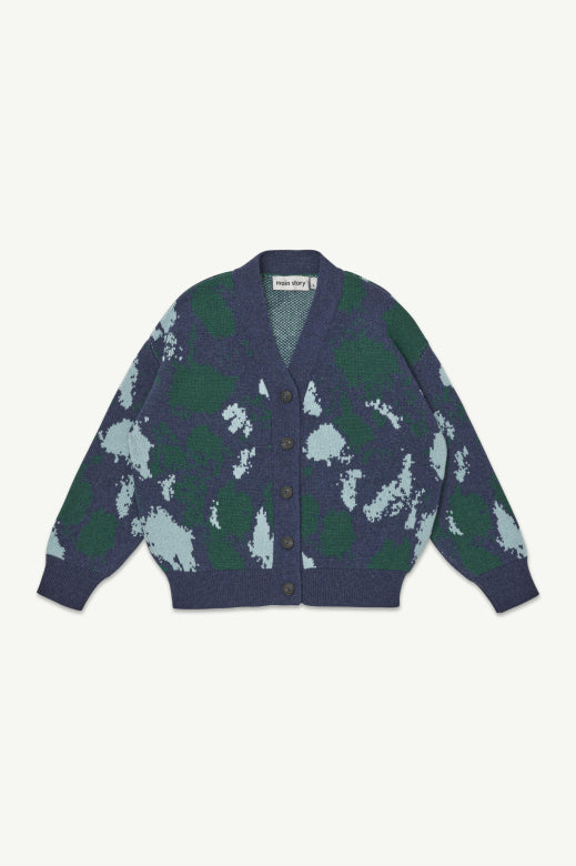 Main Story - jacquard cardigan - navy jumbo splodge