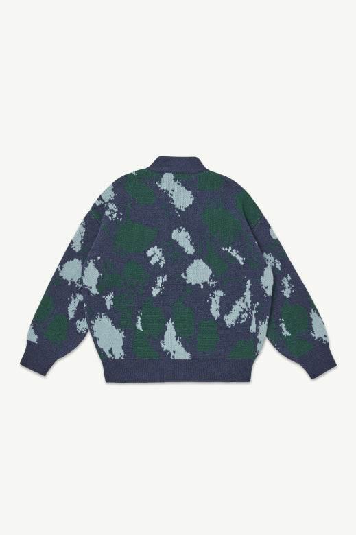 Main Story - jacquard cardigan - navy jumbo splodge