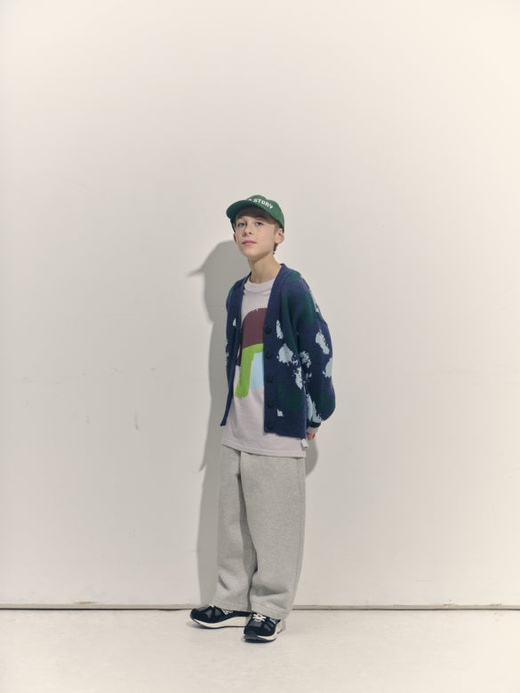 Main Story - jacquard cardigan - navy jumbo splodge