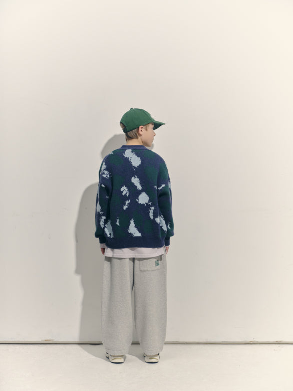 Main Story - jacquard cardigan - navy jumbo splodge