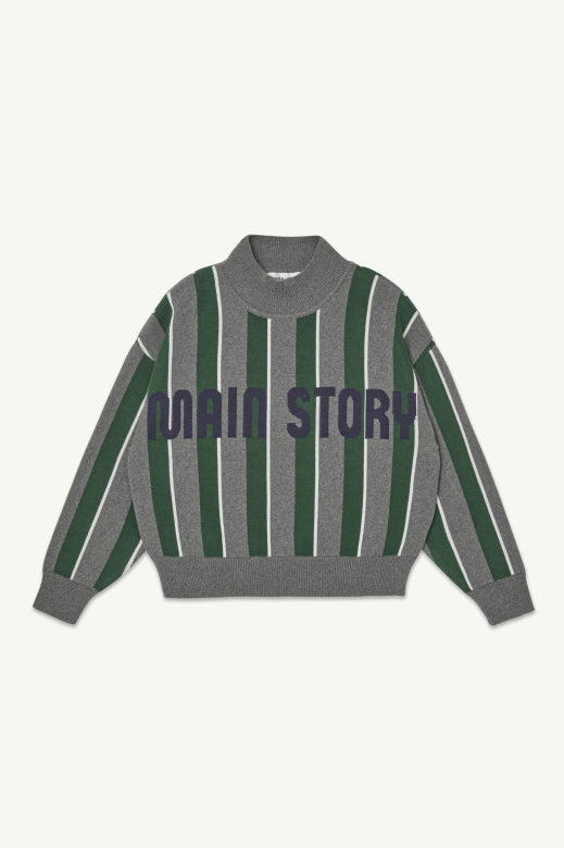 Main Story - sporty knit sweater - grey melange stripe
