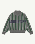 Main Story - sporty knit sweater - grey melange stripe