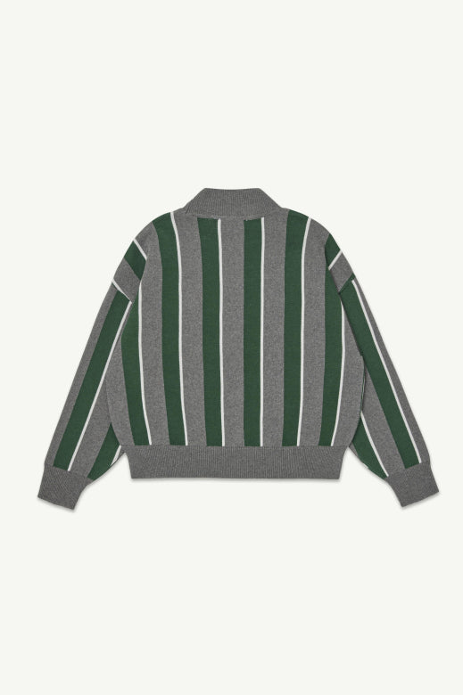 Main Story - sporty knit sweater - grey melange stripe