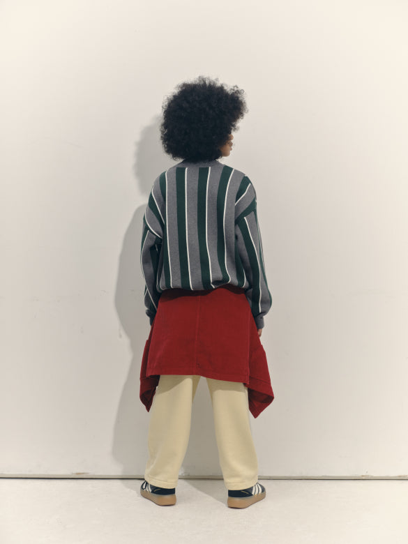 Main Story - sporty knit sweater - grey melange stripe