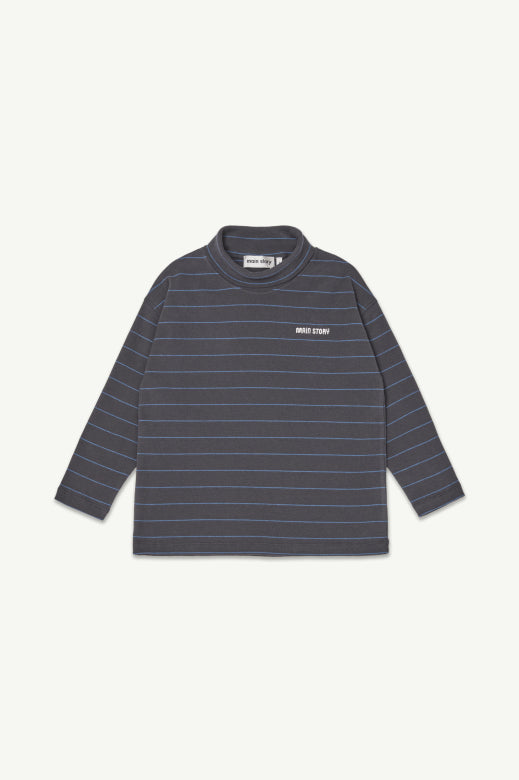 Main Story - roll neck rib top - phantom blue stripe