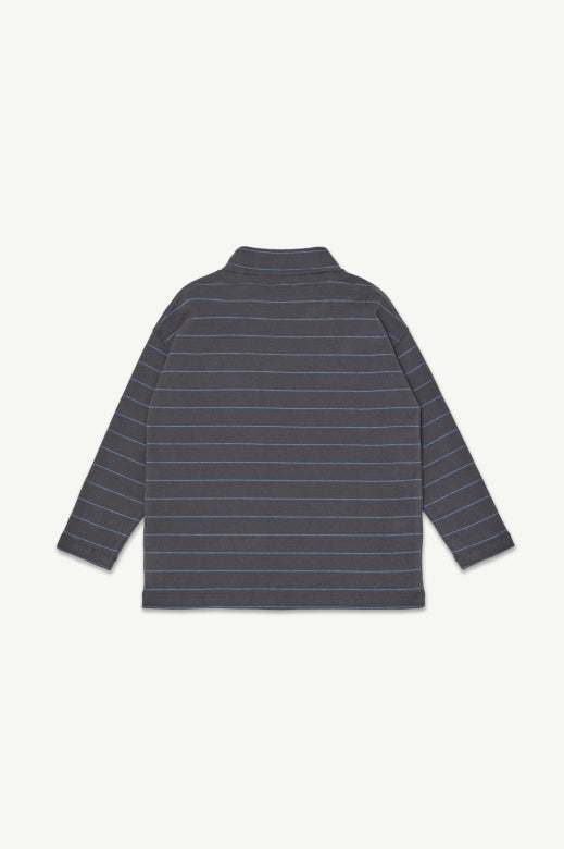 Main Story - roll neck rib top - phantom blue stripe