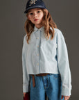 Mipounet - juliette crop popelin shirt - blue