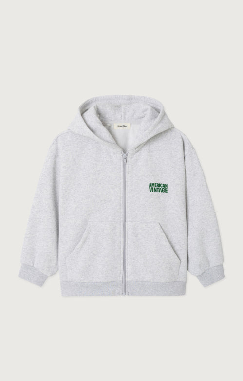 American Vintage - baptown zip hoodie - grey melange