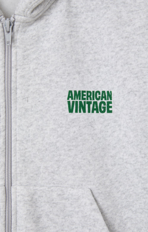American Vintage - baptown zip hoodie - grey melange