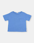 Buho - kids - pocket linen t-shirt - ocean blue