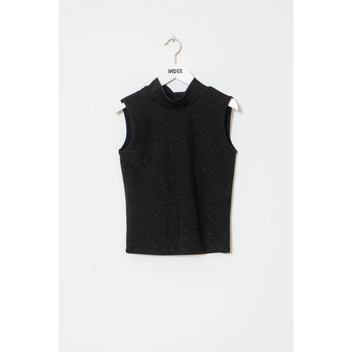 Indee - wanna - lurex top with scarf - black